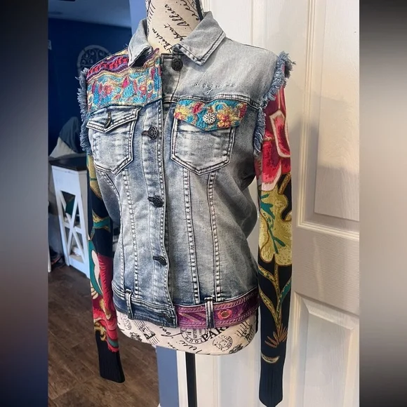 Desigual Denim Jacket bohemian boho retro eclectic vintage 80's grunge